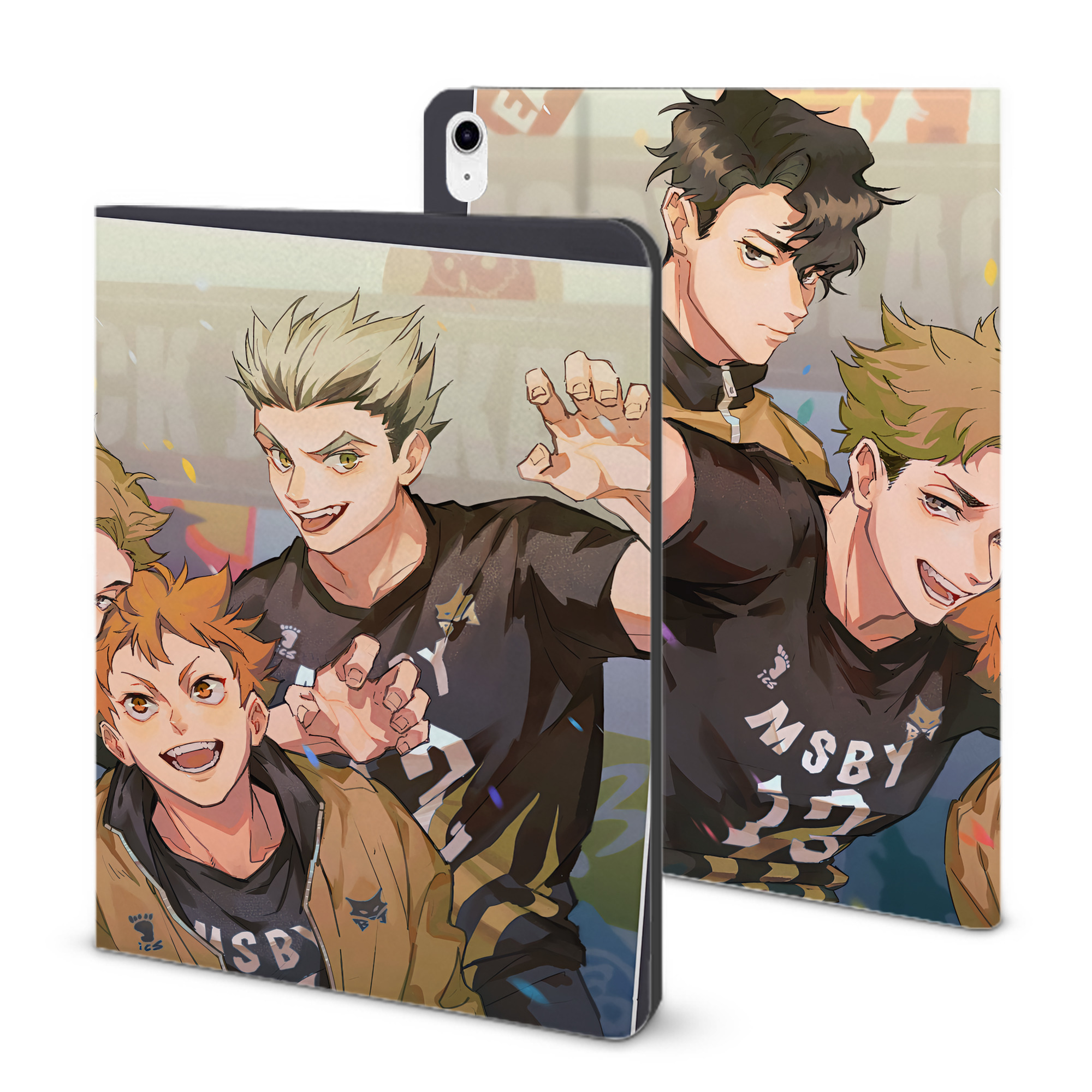 （画像用） ハイキュー!! Haikyu!! IPad ケース ブック型 PUレザー TPU 耐衝撃 軽量 薄型 ペン収納なし 全面保護 IPad 各モデル対応